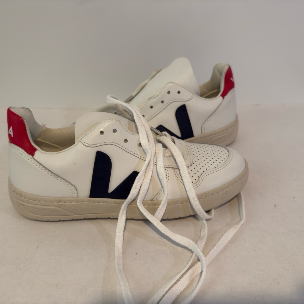 Veja White Sneakers with Red Detail